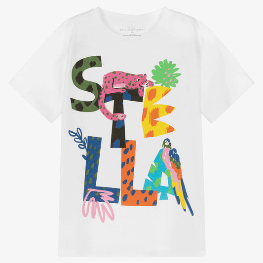 Stella McCartney Girls SS Tee Shirt w/ Stella Jungle Lettering Print