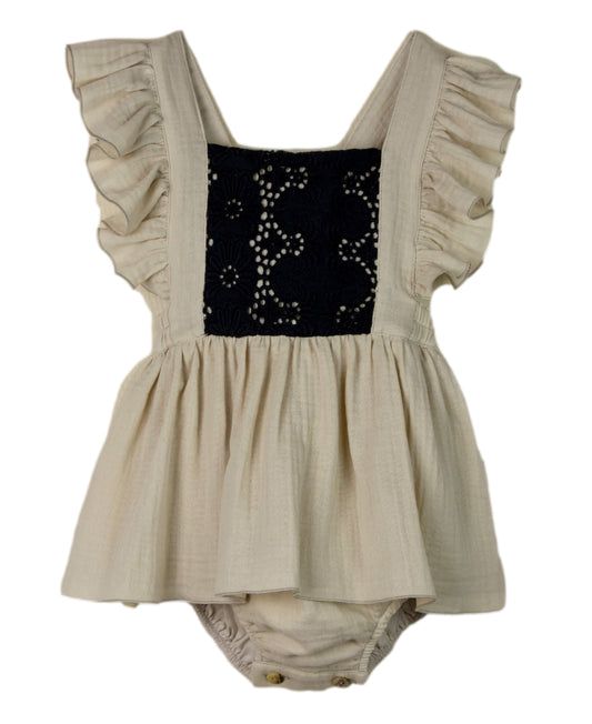 Popelin Bib Ruffle Romper