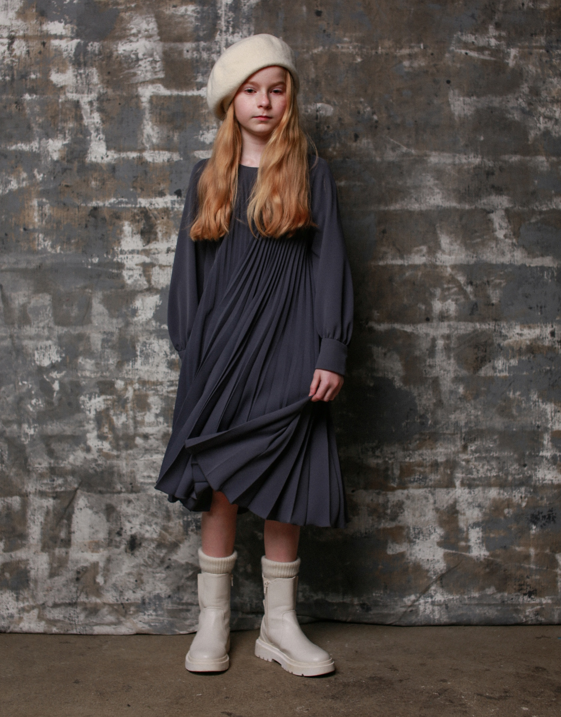 Unlabel Ada Pleated Dress Anthracite / 8Y Unlabel Ada Pleated Dress Anthracite / 8Y