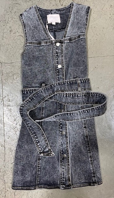 Steph Grey Stone Wash Denim Button Pinafore 16 Steph Grey Stone Wash Denim Button Pinafore 16