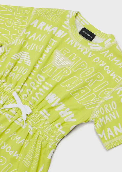 Armani Junior Girls Multi Print Dress w/ Large Front Logo