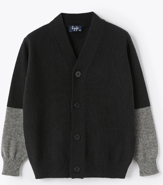 Il Gufo Boys Cardigan w/ Color Block Sleeves