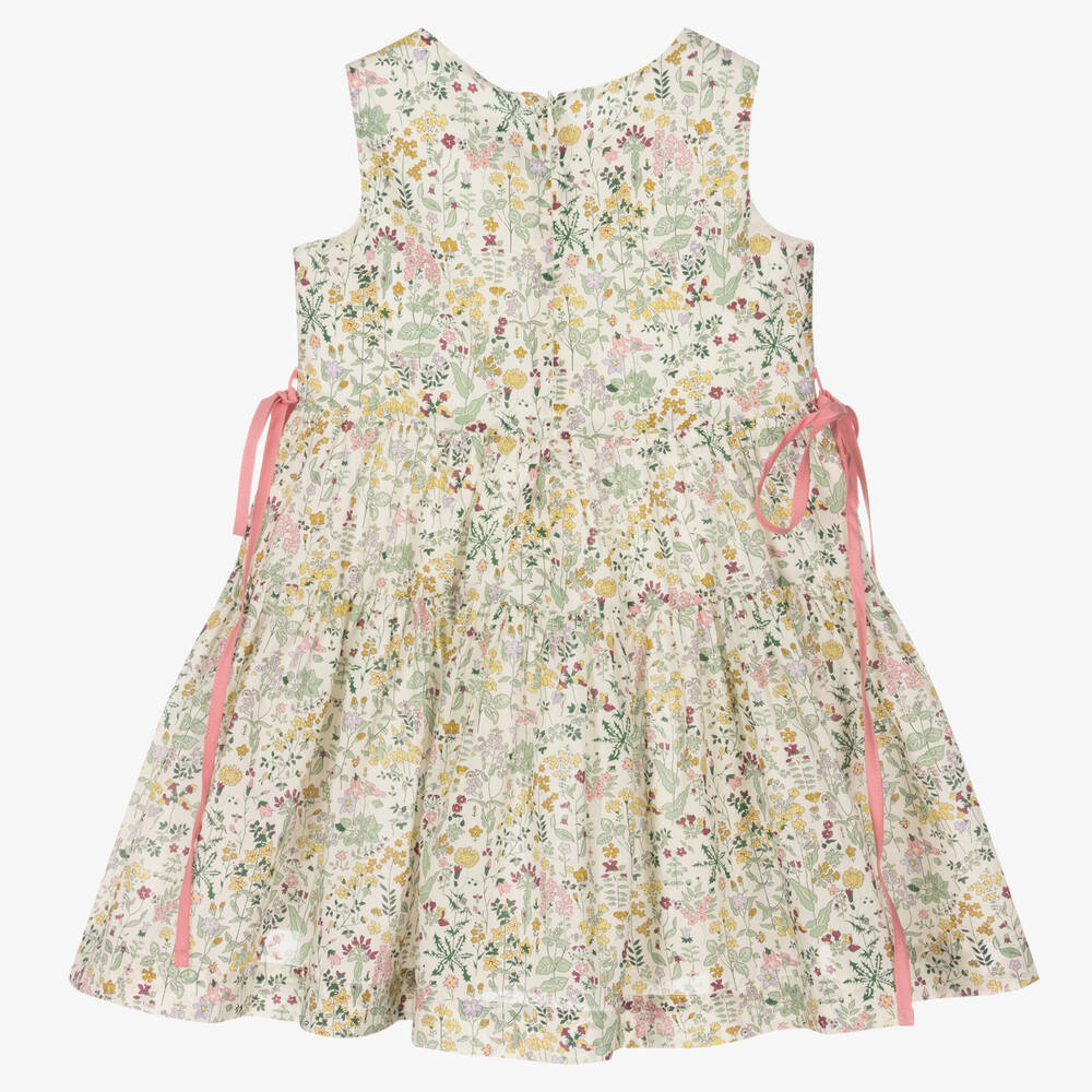 Il Gufo Sleeveless Floral Print Dress w/ Waist Band Bow