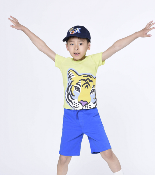 Kenzo Short Sleeved Tee Shirt w/ Colorful Tiger Print