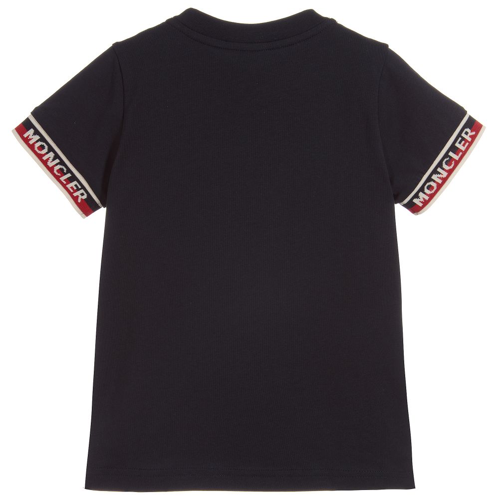 Moncler Maglia Tee Shirt with Ribbed Sleeve Trim