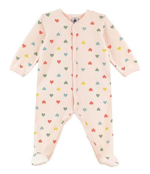 Petit Bateau Baby Girl Multi Hearts Footie