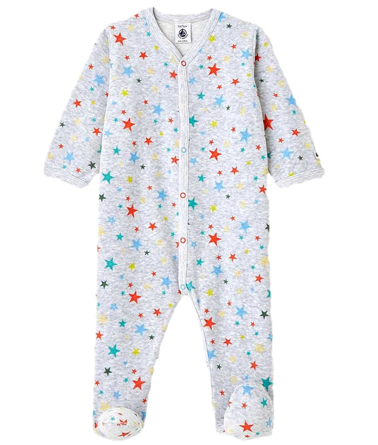 Petit Bateau Baby Boy Front Snap Star Footie