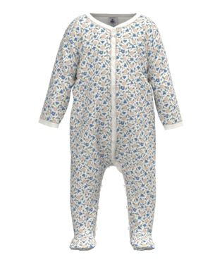Petit Bateau Baby Girl Front Snap Floral Footie