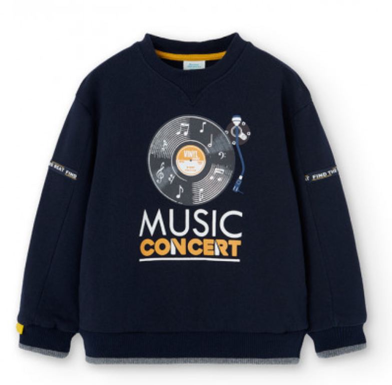 Boboli Boys Vinyl Print Fleece Sweatshirt