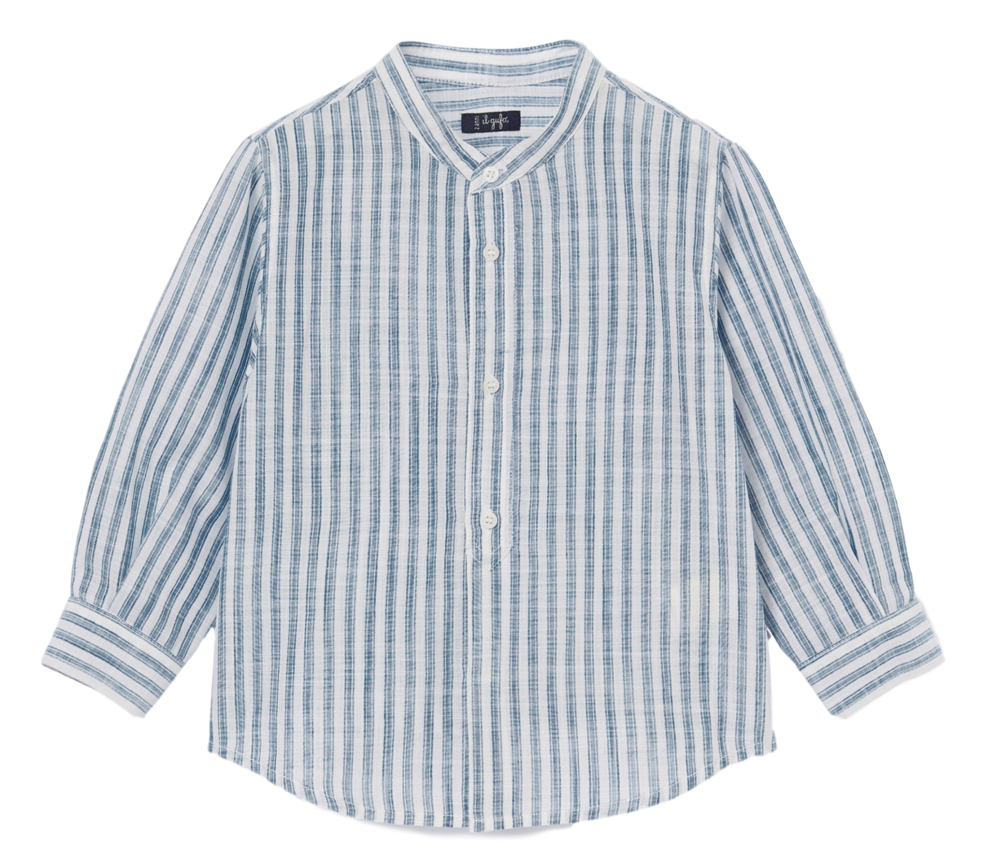 Il Gufo Mandarin Linen Striped Shirt