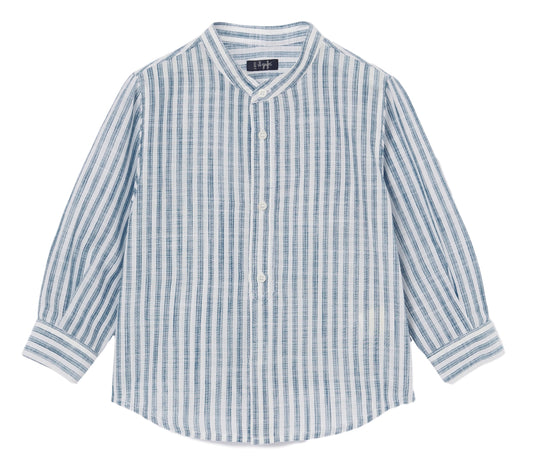 Il Gufo Mandarin Linen Striped Shirt