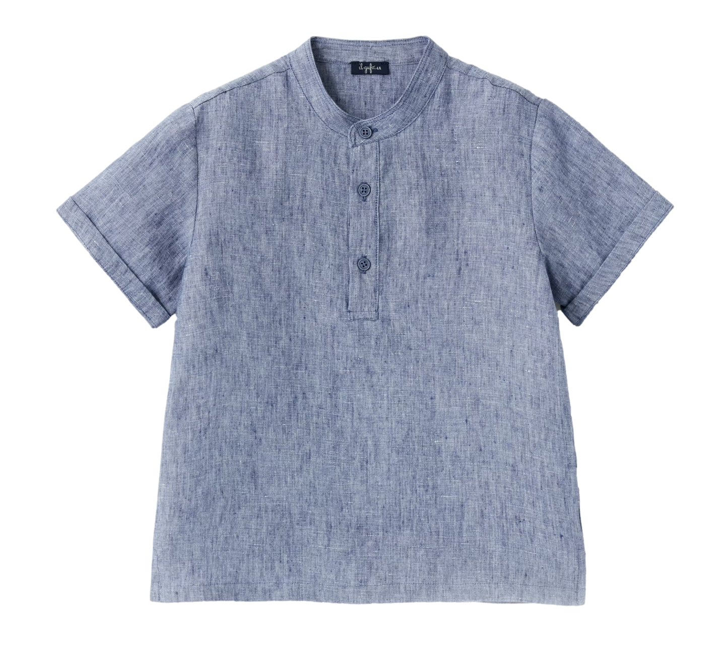 Il Gufo Boys Linen Mandarin Shirt