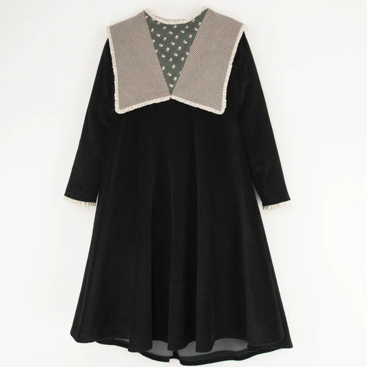 Popelin Cape-Style LS Corduroy Dress