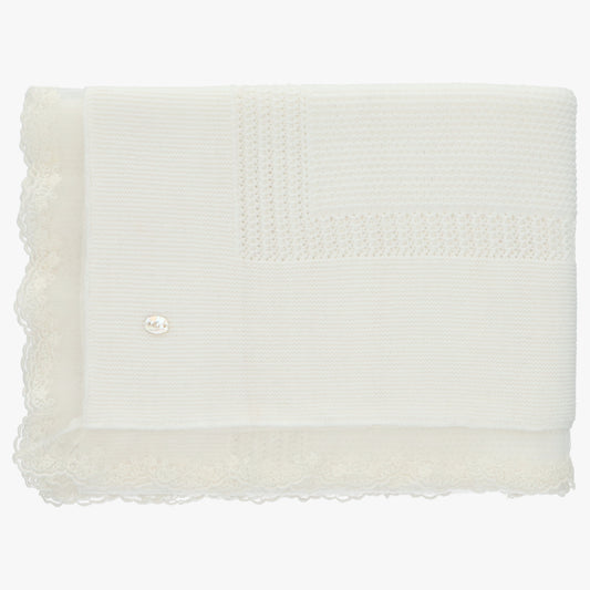 Martin Aranda Baby Marfil Knit Blanket w/ Lace