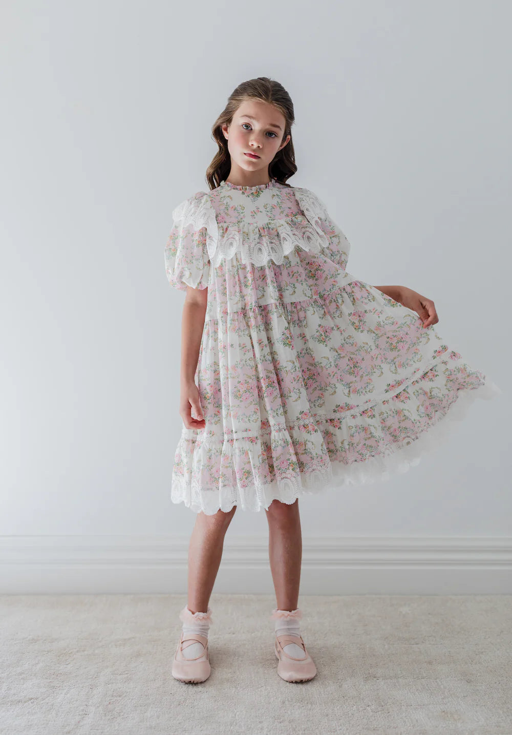 Petite Amalie Elbow Sleeve Vintage Wallpaper Dress