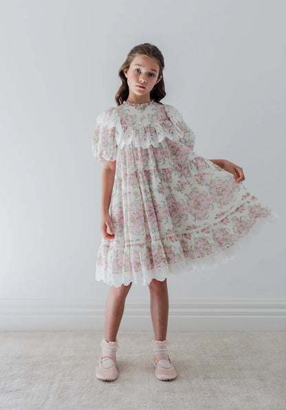 Petite Amalie Elbow Sleeve Vintage Wallpaper Dress
