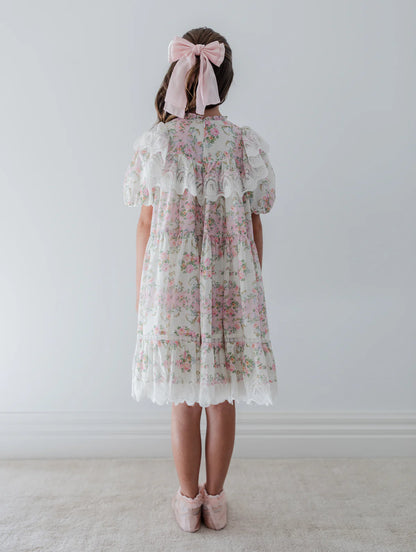 Petite Amalie Elbow Sleeve Vintage Wallpaper Dress