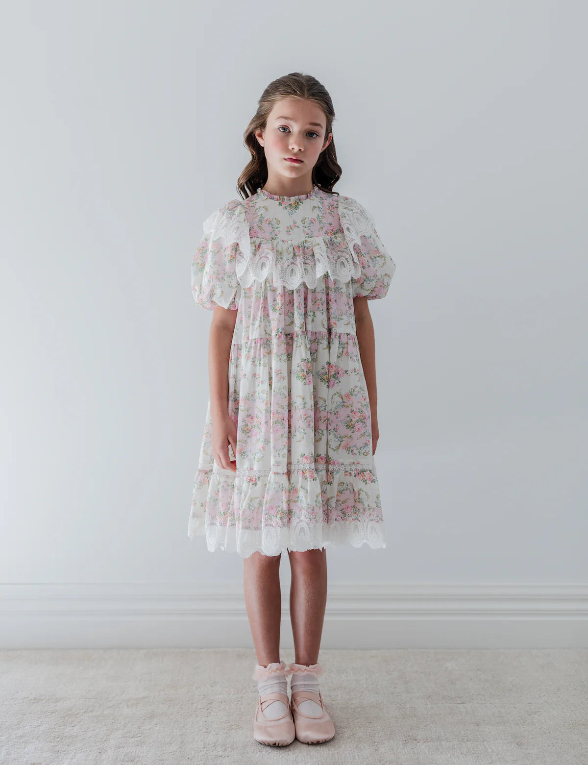 Petite Amalie Elbow Sleeve Vintage Wallpaper Dress