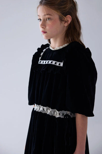 Petite Amalie Elbow Sleeve Ribbon Lace Dress