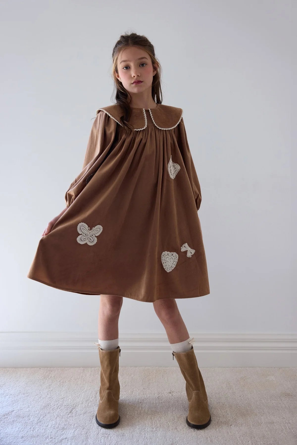 Petite Amalie Scattered Applique Cord Dress