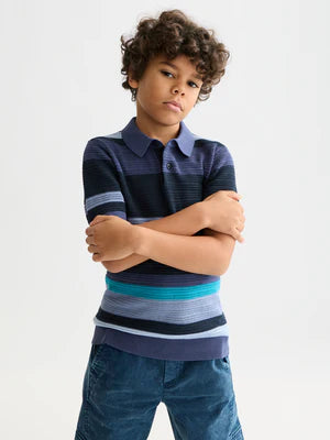 Scotch & Soda Knitted Striped Polo Shirt
