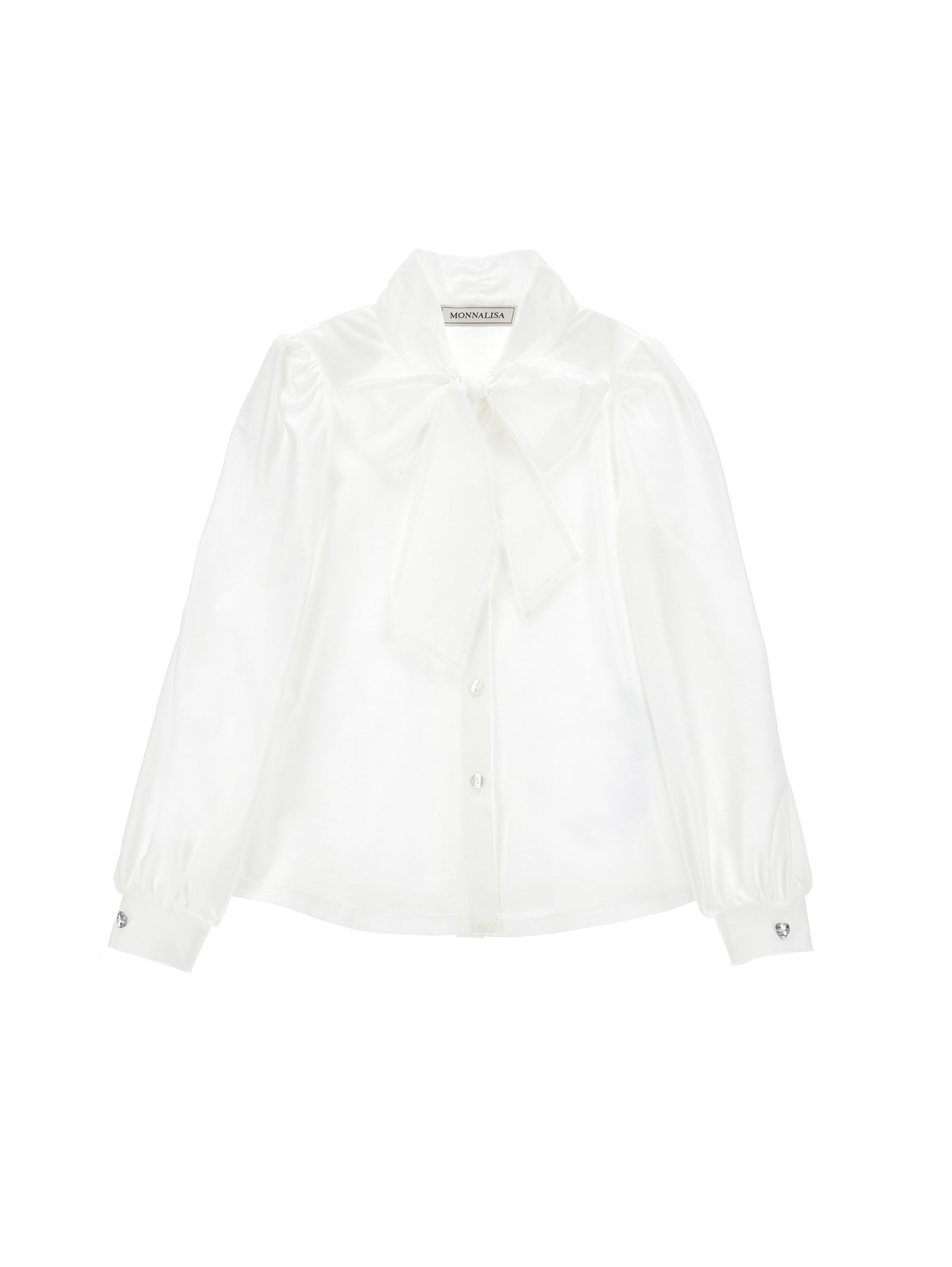 Monnalisa LS Jersey Cotton Bow Blouse