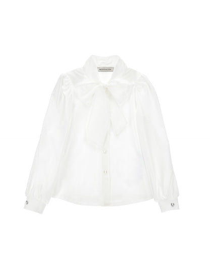 Monnalisa LS Jersey Cotton Bow Blouse