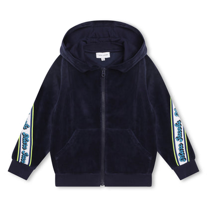 Little Marc Jacobs Logo Tape Velour Hoodie & Jogger Outfit