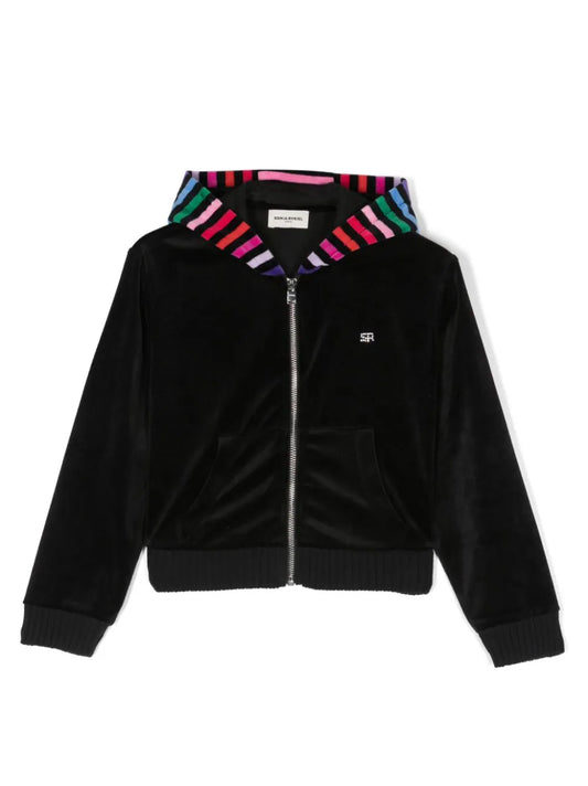 Sonia Rykiel Mini Me Velour Hoodie w/ Multi-striped Hood