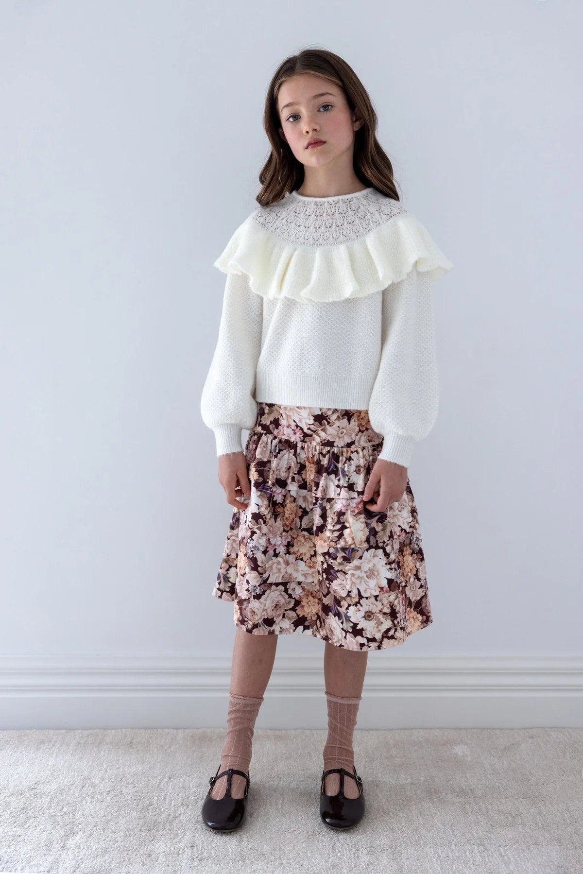 Petite Amalie Pointelle Ruffle Sweater