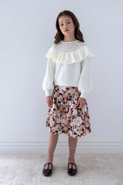 Petite Amalie Pointelle Ruffle Sweater