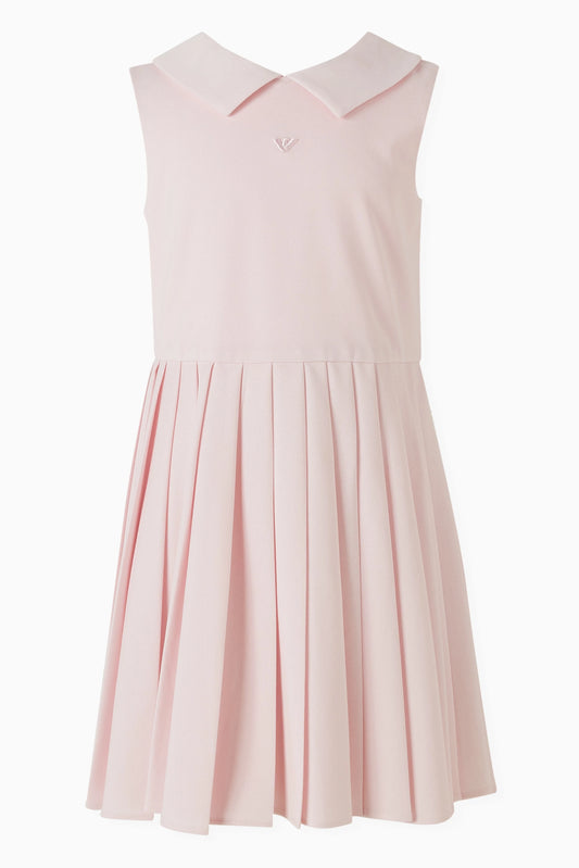 Armani Junior Sleeveless Logo Pleated Dress