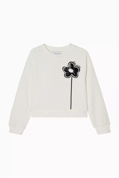 Little Marc Jacobs Cropped Sequin Flower Sweatshirt