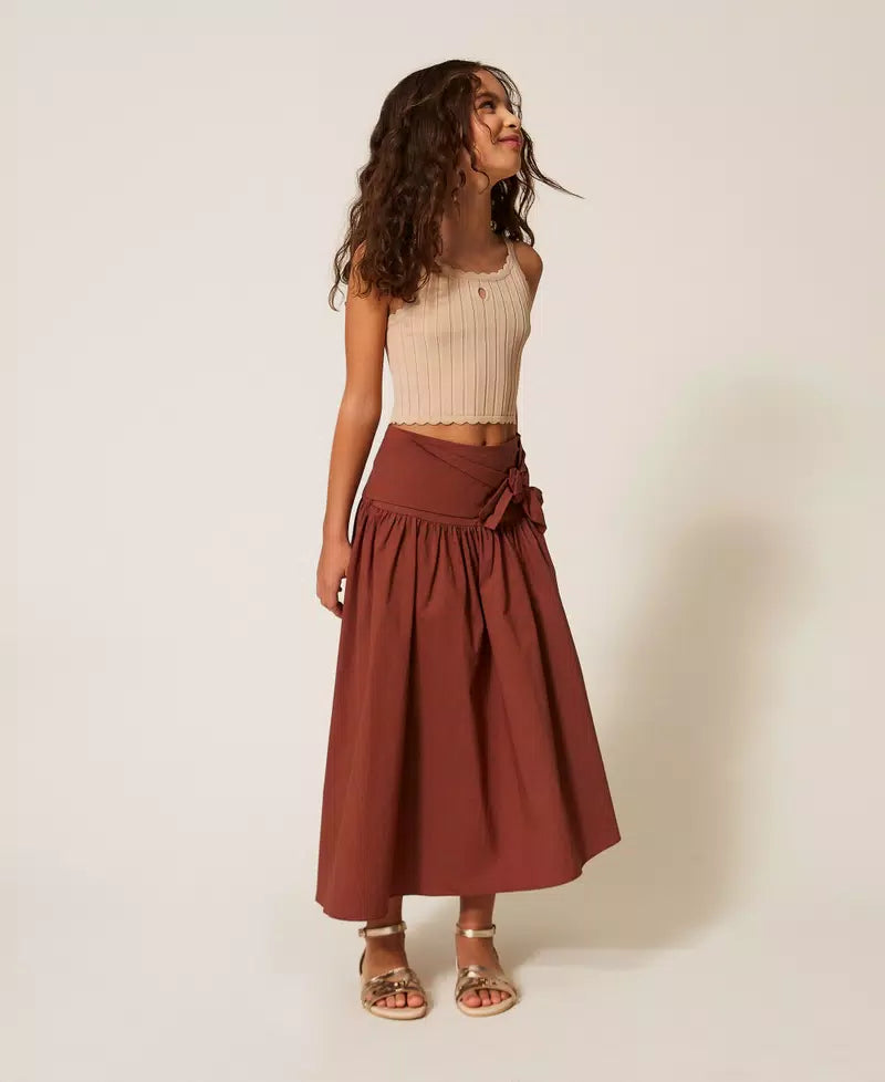 Twinset Bow Detail Cotton Skirt