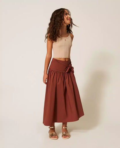 Twinset Bow Detail Cotton Skirt