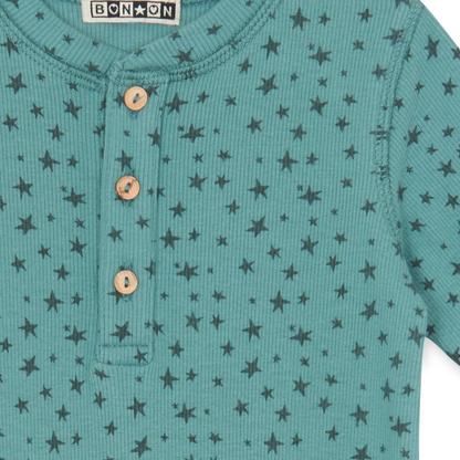 Bon Ton Ribbed Star Print Footie | Tuesday's Child