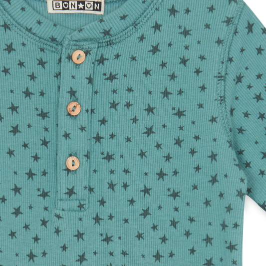 Bon Ton Ribbed Star Print Footie | Tuesday's Child