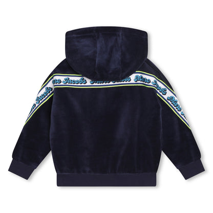 Little Marc Jacobs Logo Tape Velour Hoodie & Jogger Outfit