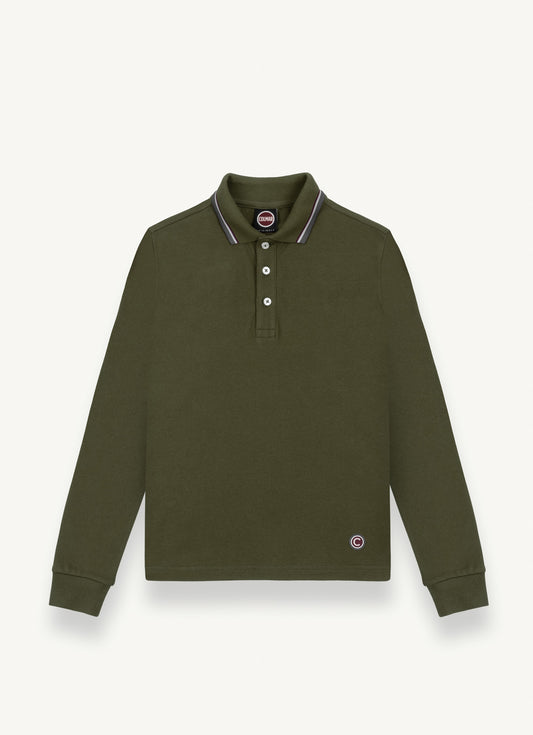 Colmar LS Trim Collar Solid Polo Shirt Olive Green