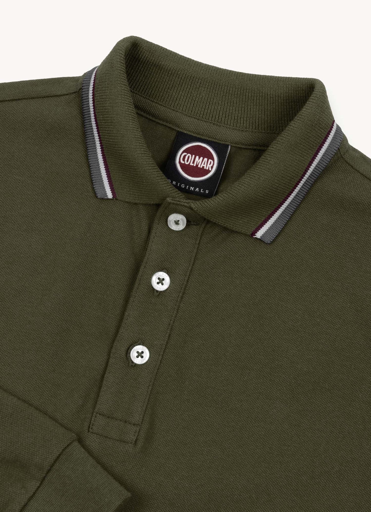 Colmar LS Trim Collar Solid Polo Shirt Olive Green