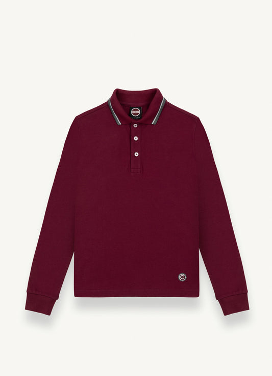 Colmar LS Burgandy Trim Collar Solid Polo Shirt