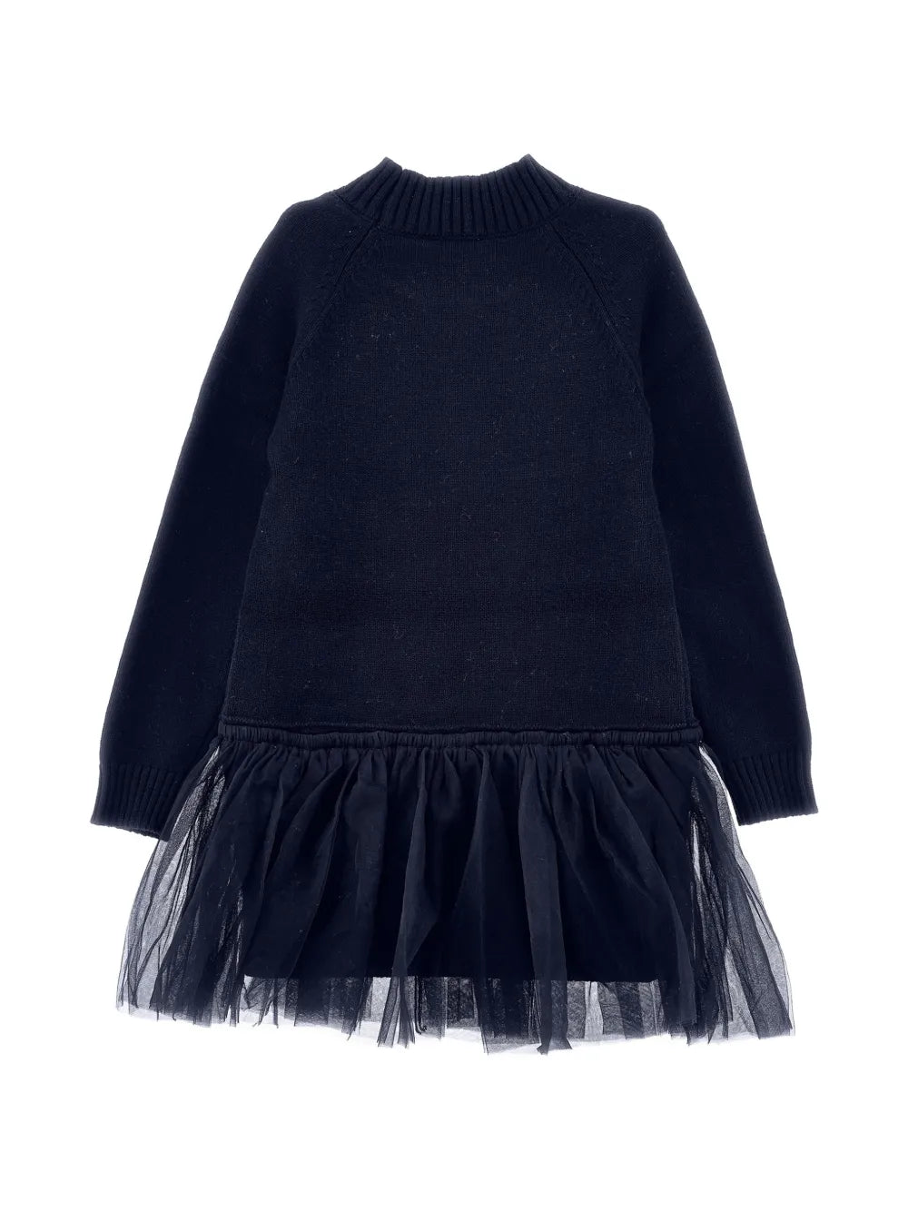Monnalisa LS Wool Dress w/ Tulle Detail