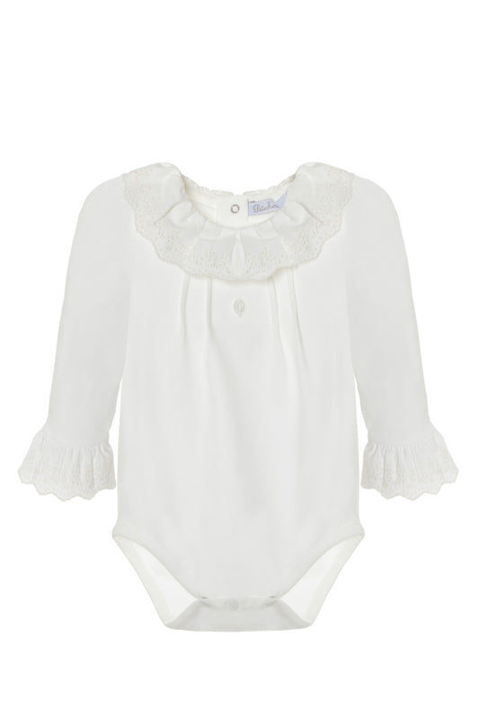Patachou LS Embroidered Collar Onesie