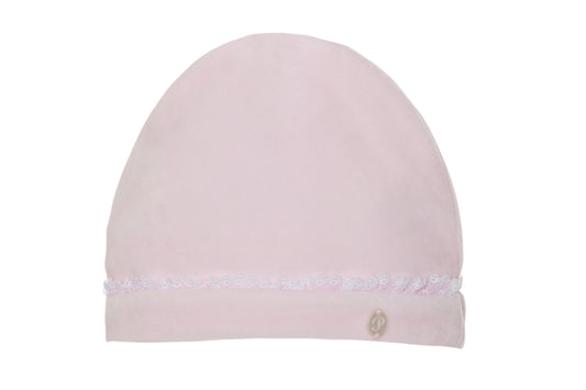 Patachou Velour Lace Trim Baby Hat