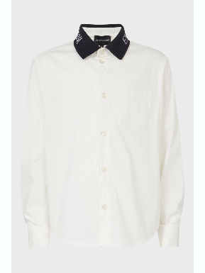 Armani Junior Boys LS Logo Collar Button Down Shirt