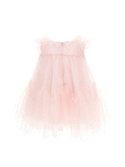 Monnalisa Golden Drops Tulle Dress