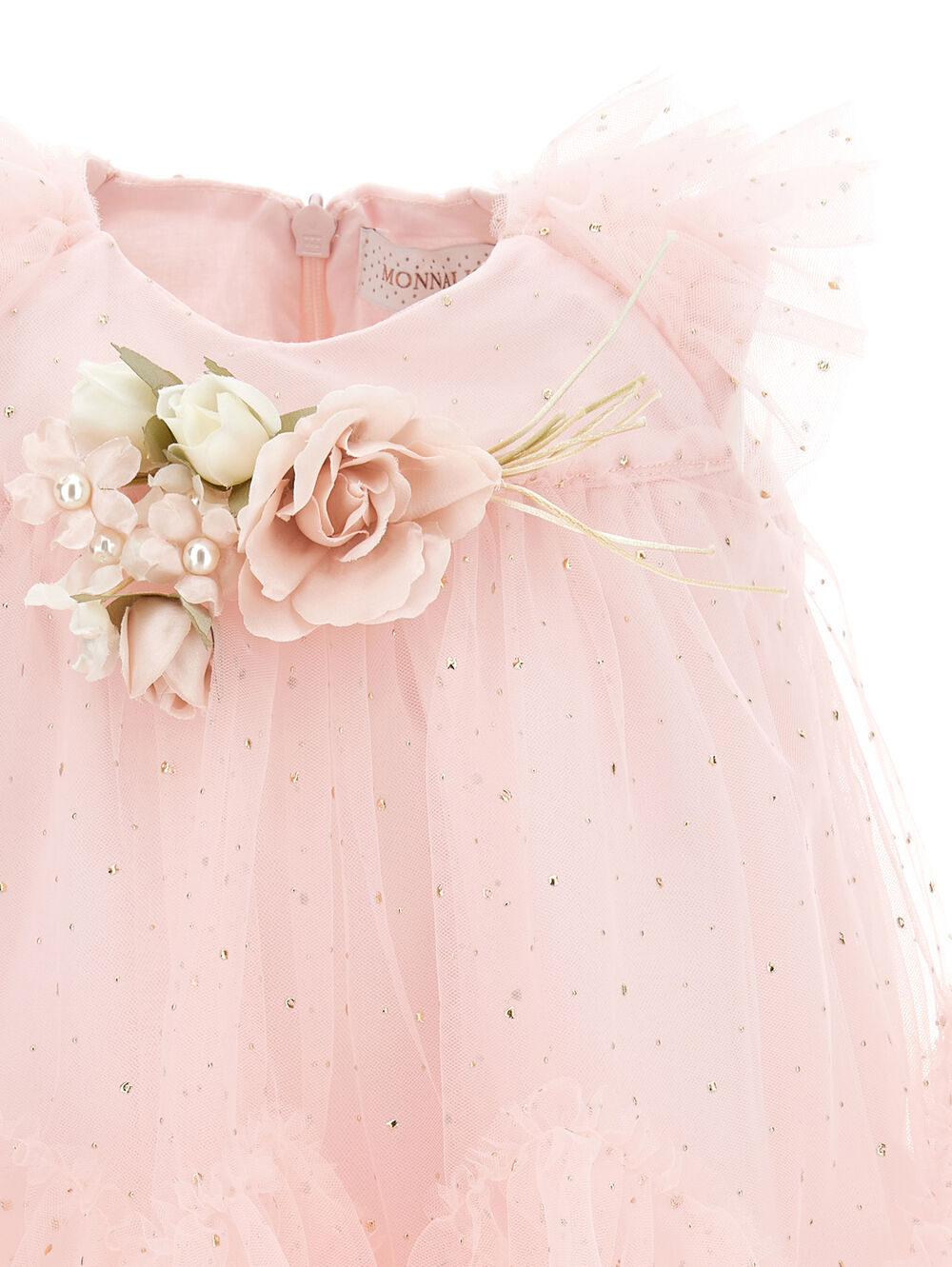 Monnalisa Golden Drops Tulle Dress