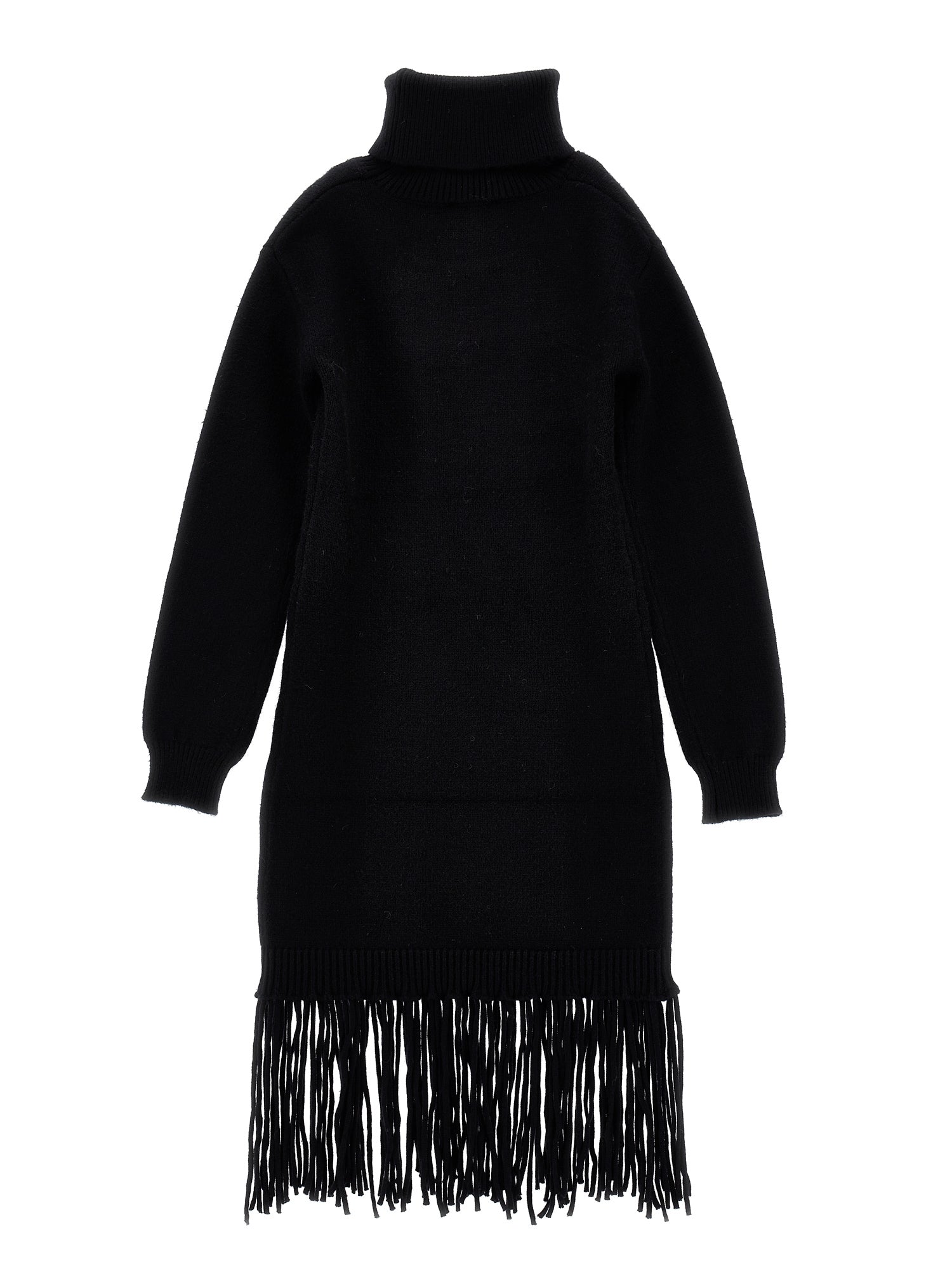 Monnalisa LS Knit Turtle Neck Dress w/ Fringes | Tuesday's Child