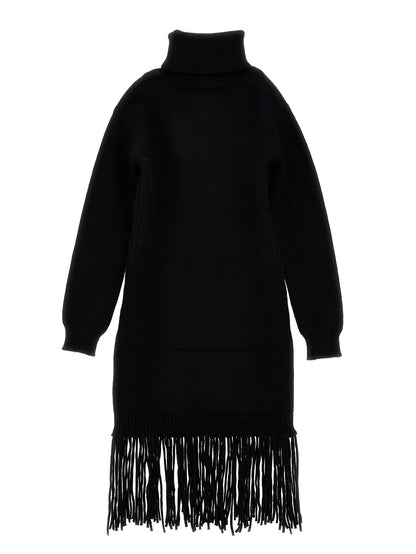 Monnalisa LS Knit Turtle Neck Dress w/ Fringes | Tuesday's Child