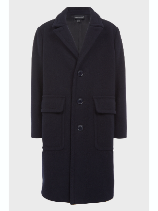 Armani Junior Boys Long Wool Classic Coat